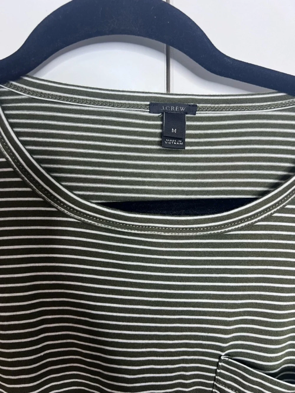 J.Crew Green & White Striped Tie-Front Top – Size Medium